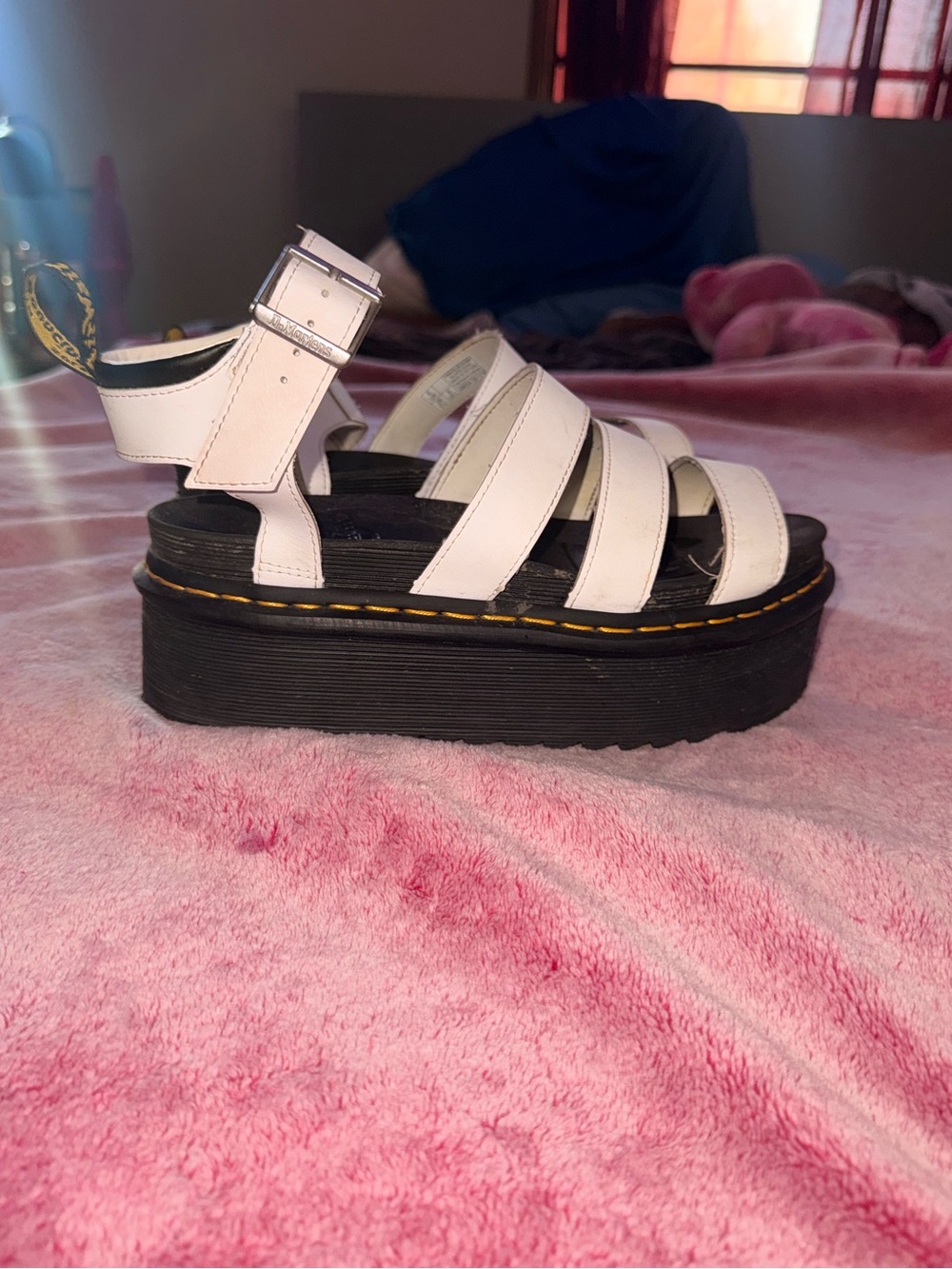 Dr. Martens White Platform Strappy Gladiator Sandal